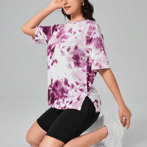 <b>Ladies</b> tie dye <b>t</b> <b>shirt</b> custom short sleeve <b>summer</b> top soft cotton breathable fabric with personalized branding available - Product Image 4