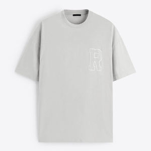 T-shirt à logo personnalisé T-shirt à col épais et à épaules tombantes Streetwear T-shirt Boxy Fit T-shirt surdimensionné en coton - Product Image 4