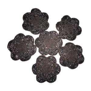 Heart Shape <b>Red</b> <b>Beaded</b> with <b>Red</b> Outline Handmade Coaster Set of Four Pieces Elegant and Durable - Product Image 2