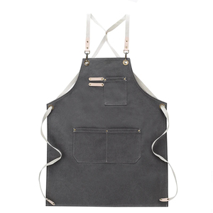 Delantal de trabajo de camarero con logotipo personalizado de algodón para cocinar barbacoa chefs cocina Denim lienzo estampado bordado té de la leche flor Cafetería - Product Image 1