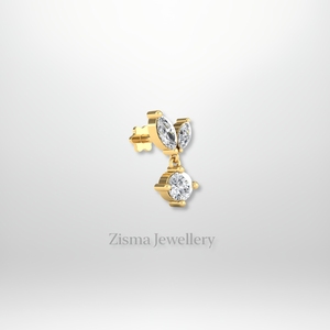 Luxury Lab Grown Diamond Stud <b>Earrings</b> 14K Solid <b>Gold</b> Piercing Jewelry <b>Flat</b> <b>Back</b> Internally Threaded Cartilage Lobe Wholesale - Product Image 6