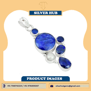 Bijoux uniques en argent Sterling 925 saphir bleu fait à la main, pendentif de créateur personnalisable à vendre - Product Image 5