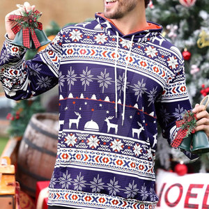 OEM Custom Logo Lightweight Cotton Men's Hoodie Christmas Zipper Design Solid Pattern Oversized Winter Hooded Collar Sweatshirt - Product Image 3