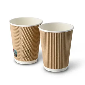แก้วกาแฟกระดาษคราฟท์แบบมีฉนวนกันความร้อน ขนาด 12 ออนซ์ 300 มล. สำหรับซื้อกลับบ้าน ใช้งานง่ายและติดตั้งได้รวดเร็ว - 500 ชิ้น/กล่อง - Product Image 2