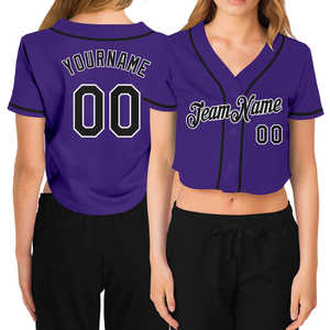 Maillot de baseball/softball court à col en V de haute qualité pour femme, grande taille, séchage rapide, respirant, design personnalisé, nom de l'équipe - Product Image 3