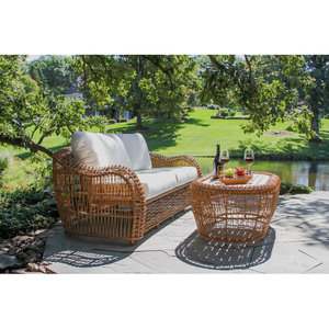 Alyshia, grupo de asientos de sofá de ratán de mimbre de 2 piezas con cojines Sunbrella para Patio al aire libre, sala de estar, ocio elegante - Product Image 3
