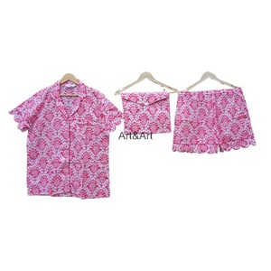 ชุดนอนผ้าฝ้ายขนาดพลัสไซส์สำหรับผู้หญิงชุดนอนสั้นผ้าคอตตอนใส่สบายมีกระเป๋า - Product Image 1