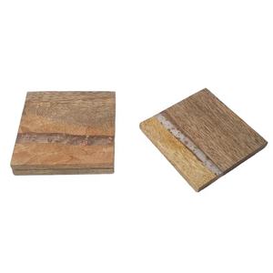 Square Coasters Natural <b>Wooden</b> Tea Cup Mats New Arrival Trendy Design <b>Wooden</b> Resin Coaster/Mats Pads Dinnerware Tabletop Pads - Product Image 1