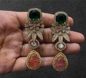 Pendientes elegantes de moissanita de primera calidad, aspecto hermoso, perfecto para bodas y ropa tradicional para mujeres - Product Image 2