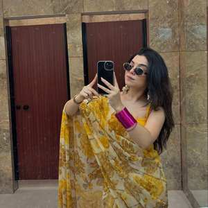 Sari indien pakistanais de la collection Jaipuri, nouveau sari en mulmul imprimé à la main de Bollywood, pièce de blouse assortie pour les Indiennes - Product Image 3