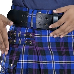 Ceinture utilitaire écossaise en cuir de vachette pleine fleur 100% pour homme avec boucle à ardillon, largeur 2,5 pouces, épaisseur 4 mm, acier noir brun - Product Image 2