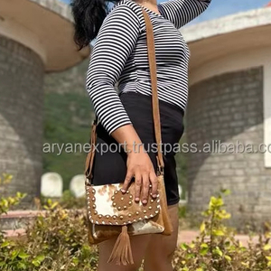 Hair on Hide Cowhide Leather Handbag Unique Style Bohemian Sling Purse Multi Purpose Women Sling Bag Crossbody Shoulder Handbags - Product Image 2