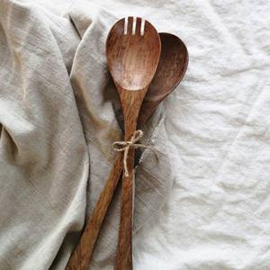 Aranya Salad Server Set of 2 Natural Wooden Sustainable Handmade Utensils with 2 Turners Small Freezer Safe - Product Image 5