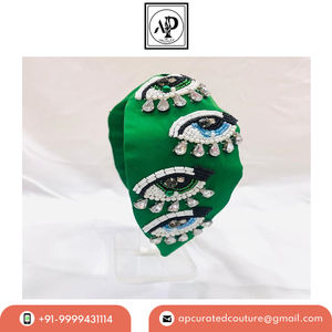 Diademas de estilo turbante de alta calidad, accesorios de moda para el cabello con cuentas de vidrio de semilla, bandas para el cabello de tela - Product Image 5