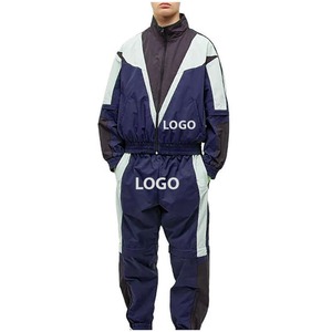 Survêtement en nylon 100% à la mode avec logo OEM pour hommes, coupe-vent décontracté, ensemble de 2 pièces, survêtements patchwork à blocs de couleurs pour l'hiver - Product Image 4