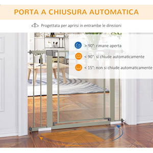 PawHut Push-Pull Puerta para perros con cierre automático, 75-103x76 cm, gris - Product Image 5