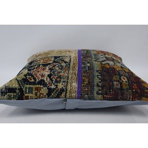Coussin de sol multicolore bohème en laine écologique, antidérapant, amovible et lavable, 16x16 pouces, tissé, brodé, patchwork Kantha - Product Image 5