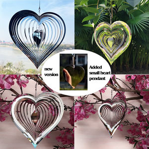Factory Price 3D Stainless Steel Wind Spinner Silver Love Heart Garden Decor Crafts Hanging Wind <strong>Chimes</strong> - Product Image 5