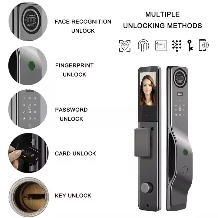 New Style TUYA Palm Face Recognition Electric Smart Fingerprint Lock with Camera Biometric Smart Lock Door Smart Digital Lock · image 3