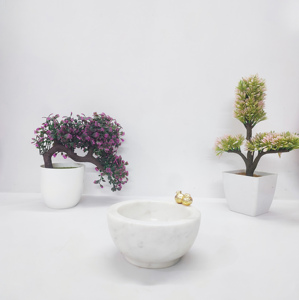 Bol à fruits de service rond et incurvé en marbre de qualité supérieure de luxe Bol de service décoratif en marbre de qualité supérieure pour la décoration de mariage - Product Image 4