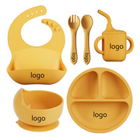 Yongli 6 pièces ensemble de vaisselle en silicone pour bébé fournitures d'alimentation pour bébé, essentiels sans BPA, cadeau parfait pour nouveau-né