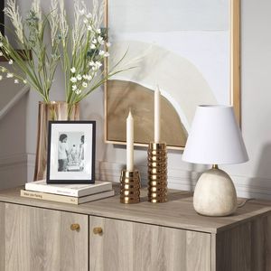 Luxury <b>Candlestick</b> Stand <b>Brass</b> Ribbed Taper Holder Table Decor Wedding Decoration Minimalist Candle Holder Set of 2 - Product Image 4