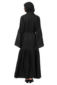 Haute qualité personnalisé femmes Naqab à manches longues noir solide volant Burkha Style ethnique Hijab mode robes musulmanes dubaï Abaya - Product Image 4
