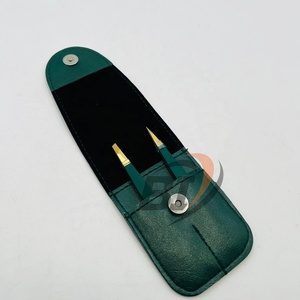 Ensemble de pinces à épiler et de ciseaux pour sourcils, couleur verte, avec étui, en acier inoxydable, usage professionnel, outils de façonnage et de coupe des sourcils - Product Image 5