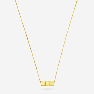 92.5 <b>Silver</b> Necklace 188242 Geometric-shaped <b>Box</b> <b>Chain</b> 18K Gold & Rhodium Plated Trendy Religious Style for Weddings - Product Image 1