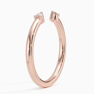 Ensemble de deux pierres rondes brillantes taillées en diamant cultivé en laboratoire en or véritable massif 14k diamant bijoux fins Double pierre bague ouverte - Product Image 6