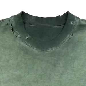 320gsm <b>Green</b> Heavy Washed <b>T</b>-<b>shirt</b> Custom Manufacturer High Quality 100% Cotton Acid Washed <b>T</b>-<b>shirt</b> Faded Distressed <b>T</b>-<b>shirt</b> - Product Image 6