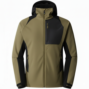 Chaqueta Softshell Elegante al por Mayor, Diseño Personalizado de Dos Tonos, Cortavientos con Capucha, Ajuste Atlético, Proveedor de Pedidos al por Mayor, Chaquetas Softshell - Product Image 4