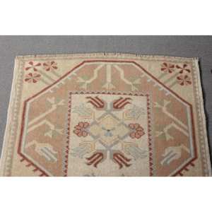 Clásico Beige rojo 2,6X4,2 pies Kilim área grande Alfombra de lana abstracto turco rectángulo pasillo Patchwork diseño 10mm alfombra de habitación de látex - Product Image 5