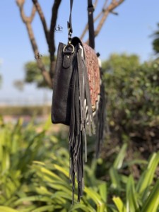 New Arrival Hand Tooled Carving Leather Fringe Handbag Hair On Hide Fur Gypsy Boho Vintage Handmade Shoulder <b>Bag</b> Stylish <b>Bags</b> - Product Image 2