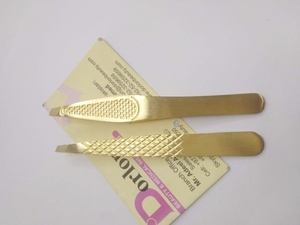 Nouvelle forme de pince à épiler à sourcils or diamant poignée pince à épiler inclinée solide en acier inoxydable Logo personnalisé pince à épiler les cheveux des sourcils - Product Image 4