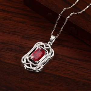 Colgante de Rubí Rojo con Corte Cojín, Plata de Ley 925, Collar Clásico Hecho a Mano para Mujer, Amuleto, Joyería de Compromiso, Regalo, Shama Gems - Product Image 2