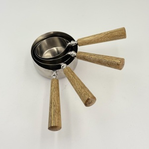 Portable Stainless Steel <b>Measuring</b> <b>Cups</b> with Wooden Handle for Powder and Water <b>Measuring</b> <b>Cup</b> Scoop in Lowest Price in India - Product Image 3