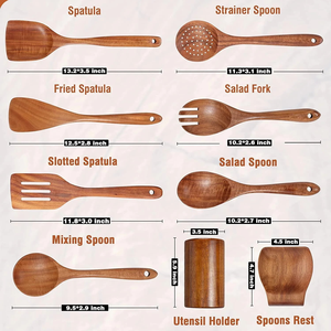 Cuillère et spatule en bois rustiques faites à la main, outils de cuisine écologiques, ustensiles en bois artisanaux, petites cuisines - Product Image 1
