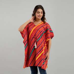 Robe caftan en coton imprimé Leheriya rouge Style hippie élégant Caractéristique translucide Matériel assorti Journée du club Gratuit ODM (SHKUP1230) - Product Image 3