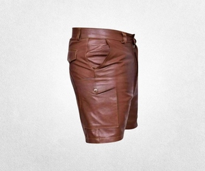 Pantalones Cortos de Cuero Genuino para Hombre, Resistentes, de Cintura Media, Personalizables, Transpirables, de Secado Rápido, Ecológicos, Estilo Urbano, Venta al Por Mayor - Product Image 3