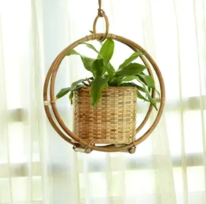 Unique Garden Decor Hanging Plant Planter <b>Holder</b> for Patio Backyard Decorations Rattan Basket for Plants - Product Image 1