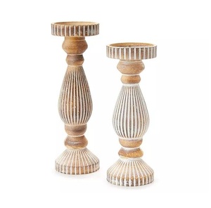 Bougeoir en bois de mangue blanchi à la chaux de dernière conception pour la décoration de Noël et de mariage avec les tailles de 10 pouces - Product Image 3