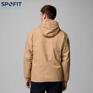 Blouson d'aviateur d'hiver avec design et logo personnalisé pour hommes, vêtements de pluie à l'avant, capuchon à col montant, polyester, coquille souple, imperméable - Product Image 3