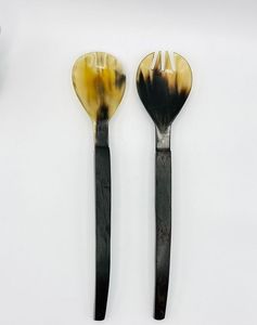 Servidor de ensalada de cuerno de búfalo a granel de alta calidad con alto pulido último juego de servidor de ensalada accesorios de cocina utensilios de cocina - Product Image 6