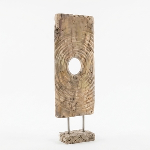 Handcrafted <b>wooden</b> lumintu baygon recta stand sculpture <b>rustic</b> teak carved rectangular ring statue <b>wooden</b> base accent decor unit - Product Image 1