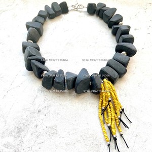 Resin Black Yellow Beads Good Quality Multi Shapes Birthday Necklace Daily Fashion Women Resin Beads <b>Glass</b> Beads Necklace - Product Image 1