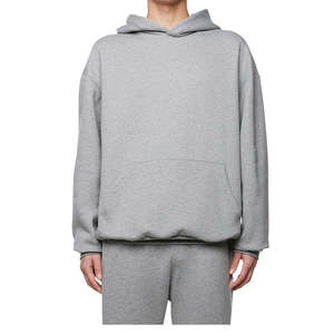 Fabricación OEM, ropa de calle personalizada de alta calidad 100% algodón francés Terry Drop Shoulder Oversized Plain Pullover Hoodie para hombres - Product Image 1