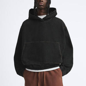 2025 nueva moda de invierno francés Terry Denim Sudadera con capucha de gran tamaño para hombres y mujeres lágrimas suéter peso pesado sudaderas con capucha ropa 460 GSM - Product Image 6