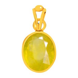 Pendentif ovale en saphir jaune Pukhraj 8,3 carats 9,25 Ratti plaqué or rose alliage Panchdhatu design tactile pour hommes et femmes - Product Image 2