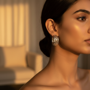 ต่างหูห่วงเงินแท้ 925 ลายฉลุ สำหรับผู้หญิง สวมใส่ได้ทุกวัน ของขวัญ ชุบโรเดียม ดีไซน์เรขาคณิตน่ารัก สไตล์ศาสนา ประดับเพชรทอง 18K - Product Image 3